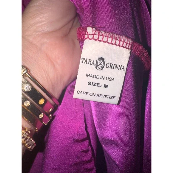 Tara Grinna Magenta Purple Swim Cover Up Dress Long Sleeve Shell Detail Mens M - Picture 4 of 5